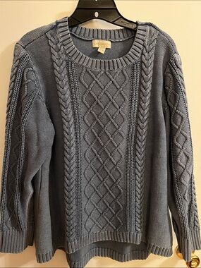 Appleseed's Dusty Blue Cable Knit Pullover